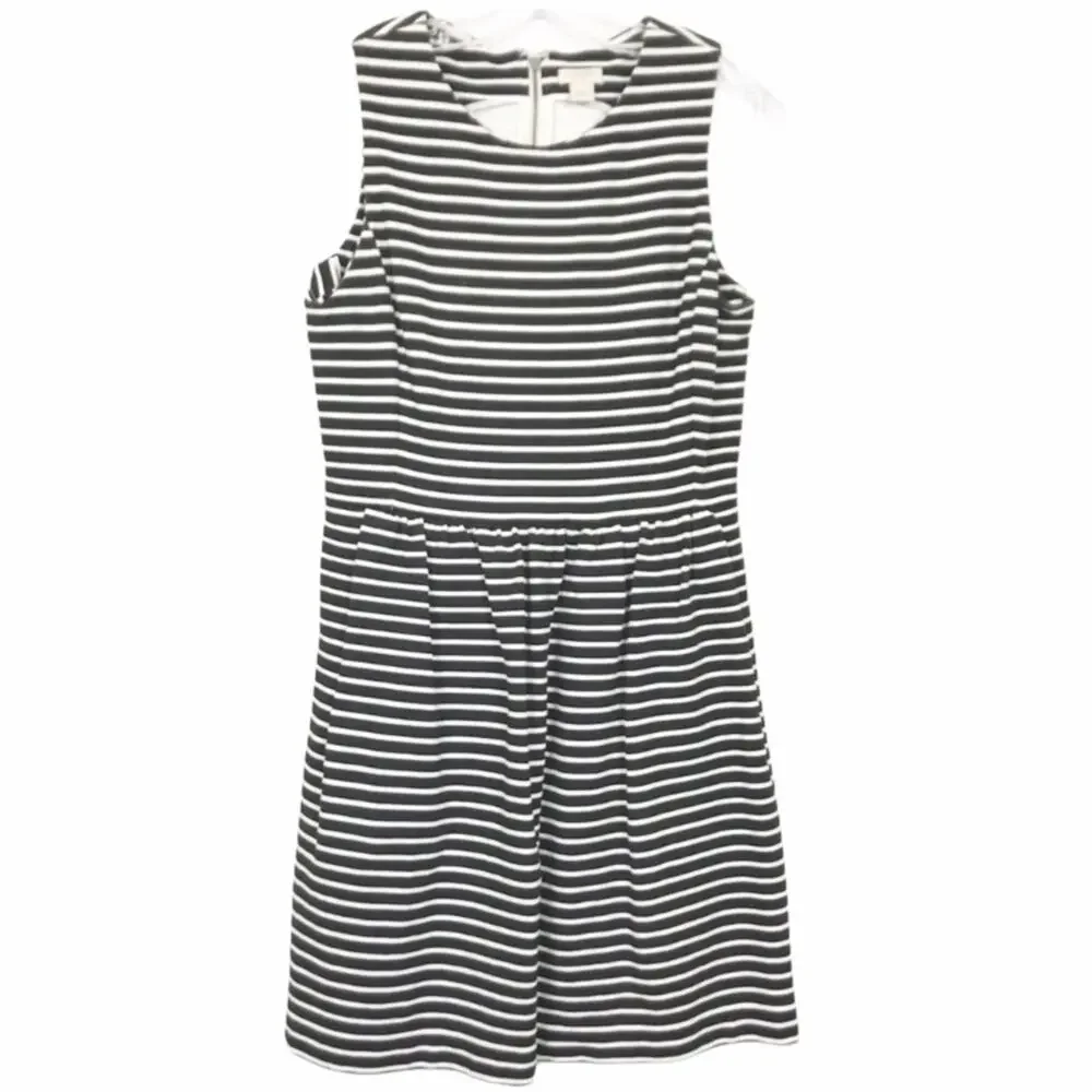 J. Crew Black & White Striped Fit and Flare dress